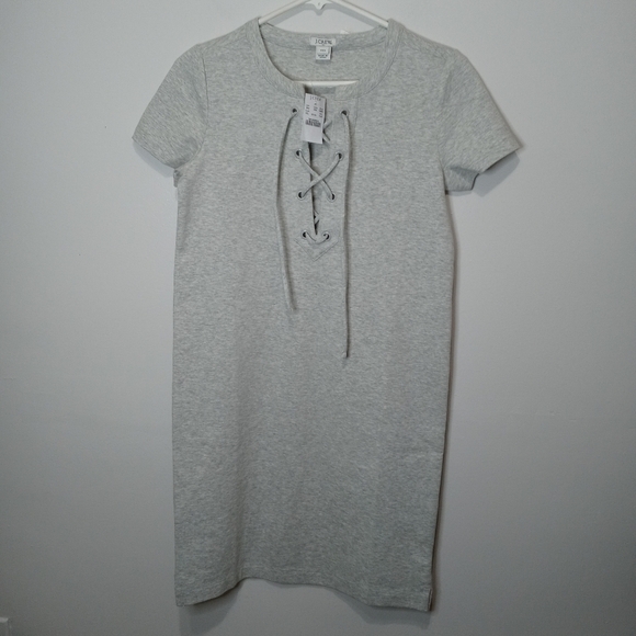 J.Crew Lace Up knit Gray Mini Dress Size Extra Extra Small - Picture 10 of 10
